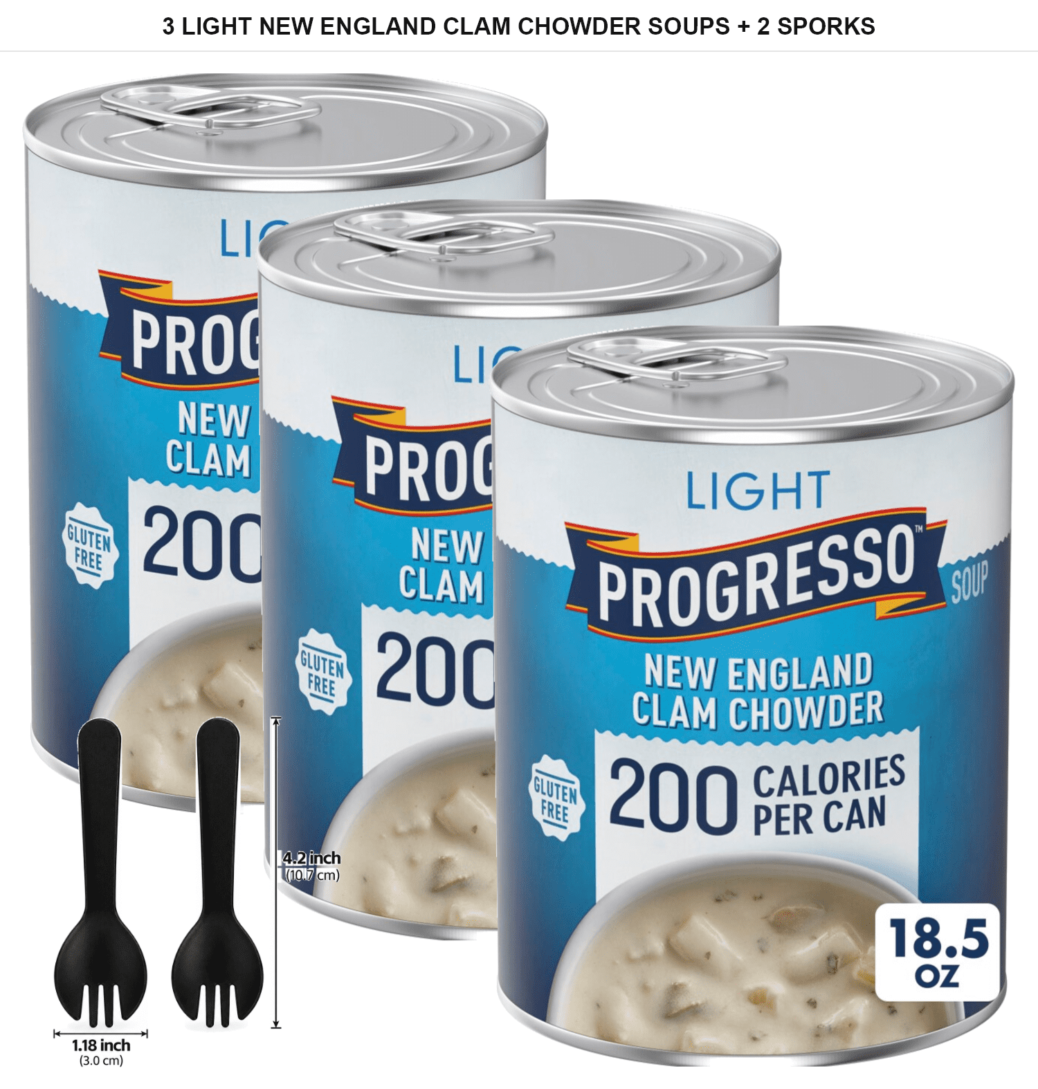 Progresso Light New England Clam Chowder Soup, 3 Count, 18.5 oz Each ...