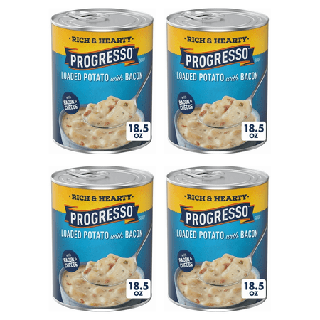 Progresso Loaded Potato Bacon Soup, Rich & Hearty Canned Soup, 18.5 oz (Pack of 4)