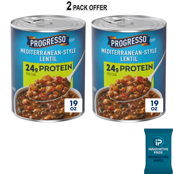 Progresso Mediterranean-Style Lentil Protein Soup, Vegetarian, 19 oz