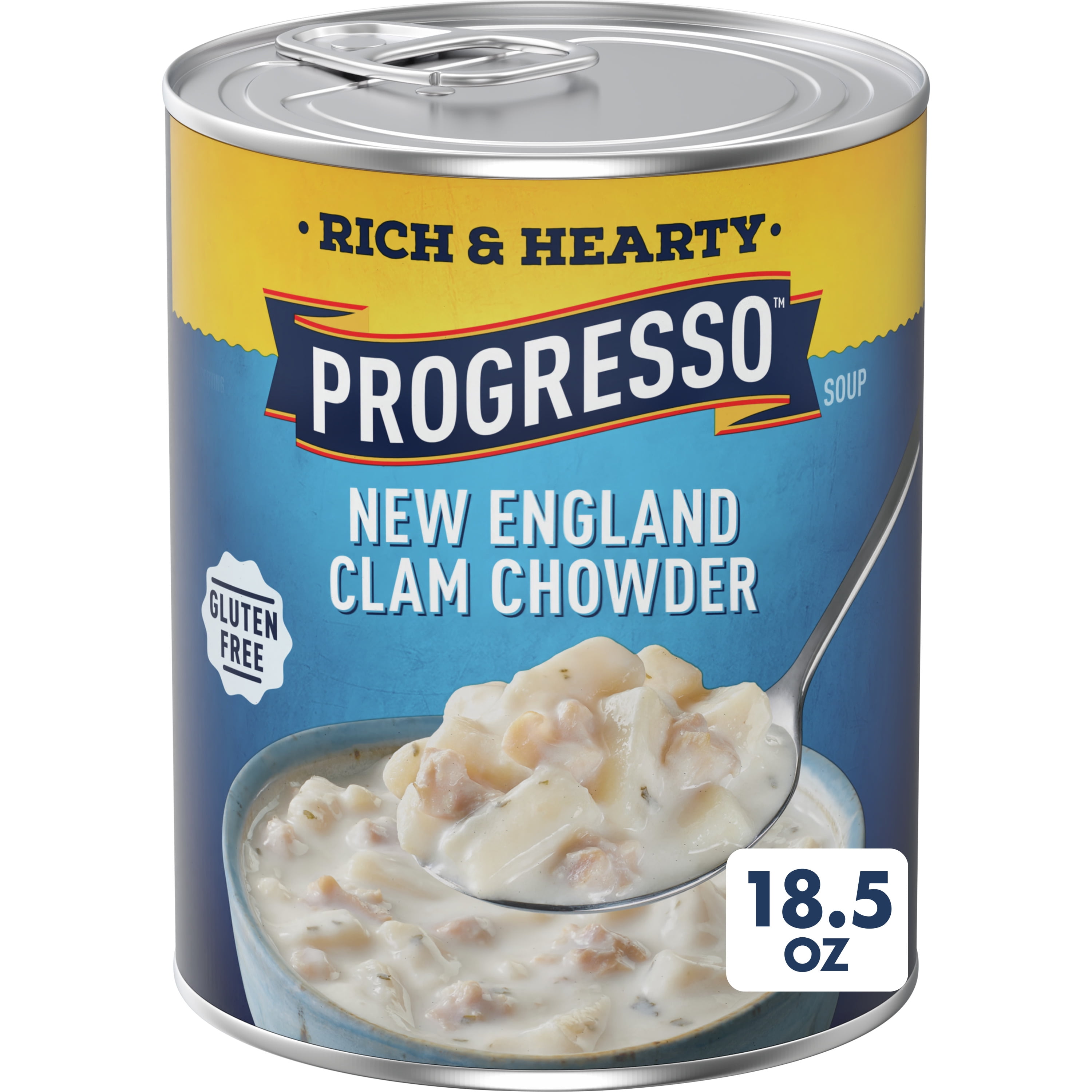 Progresso New England Clam Chowder Soup, Rich &amp; Hearty Canned Soup, Gluten Free, 18.5 oz
