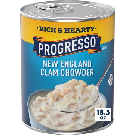 Progresso New England Clam Chowder Soup, Rich & Hearty Canned Soup, Gluten Free, 18.5 oz