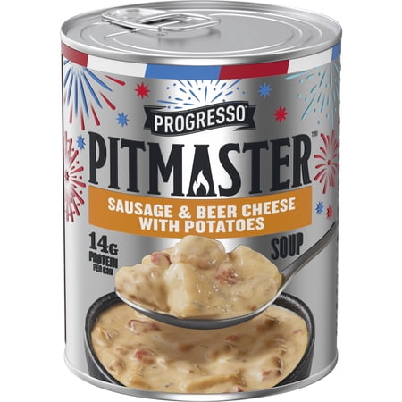 Progresso Pitmaster, Sausage and Beer Cheese with Potatoes, Canned Soup, 18 oz