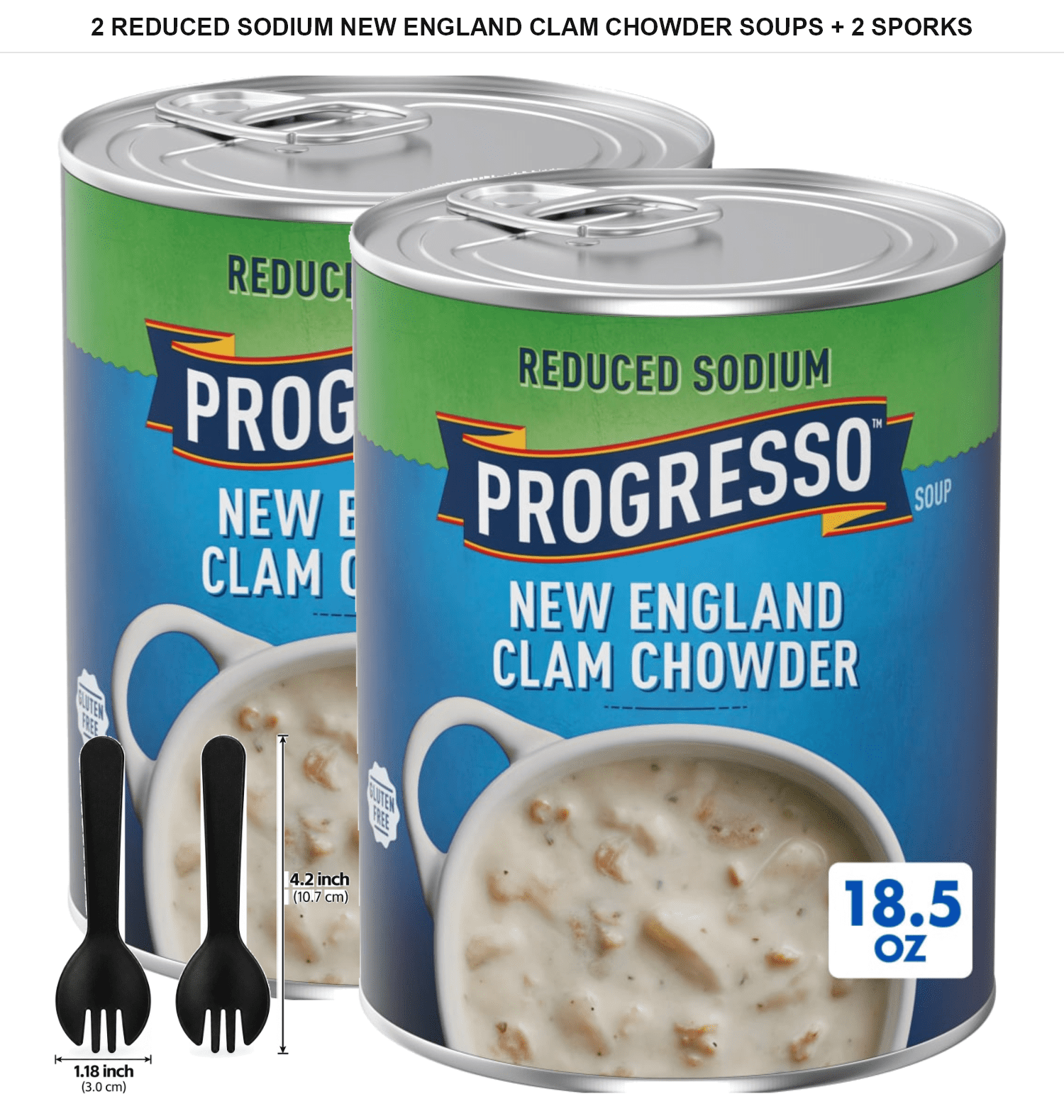 Progresso Reduced Sodium New England Clam Chowder Soup, 2 Count, 18.5 ...
