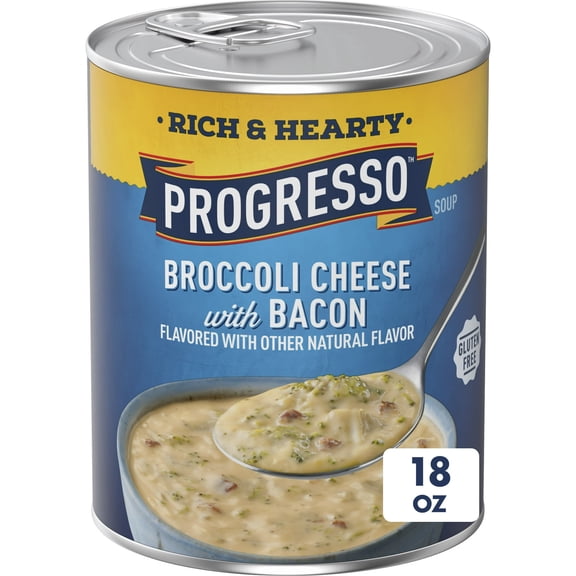 Progresso Rich & Hearty Gluten Free Broccoli Cheese Soup With Bacon, 18 oz. (Pack of 8)