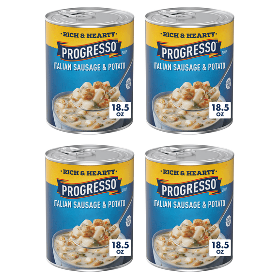 Progresso Rich & Hearty, Italian Sausage & Potato Canned Soup, Gluten Free, 18.5 oz. (Pack of 4)