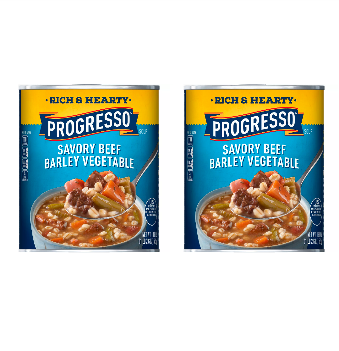 Progresso Rich & Hearty Savory Beef Barley Vegetable Soup 18.6oz pack