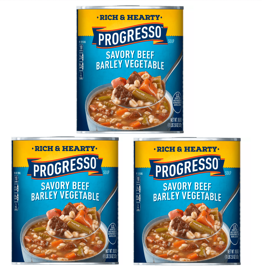 Progresso Rich & Hearty Savory Beef Barley Vegetable Soup 18.6oz pack