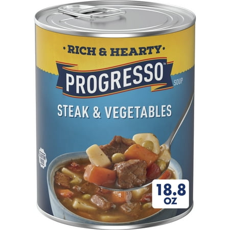 Progresso Rich & Hearty, Steak & Vegetables Canned Soup, Gluten Free, 18.8 oz