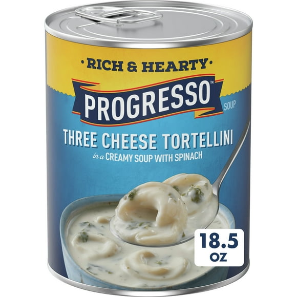 Progresso Rich and Hearty, Three Cheese Tortellini in a Creamy Soup with Spinach, 18.5 oz