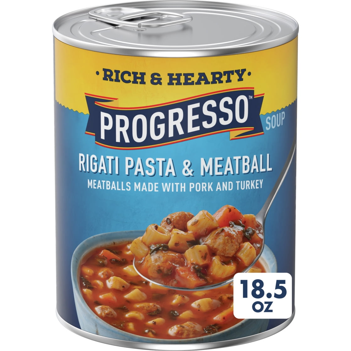 Progresso Rigati Pasta and Meatball Soup, Rich and Hearty Canned Soup, 18.5 oz