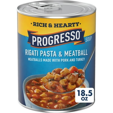 Progresso Rigati Pasta and Meatball Soup, Rich and Hearty Canned Soup, 18.5 oz