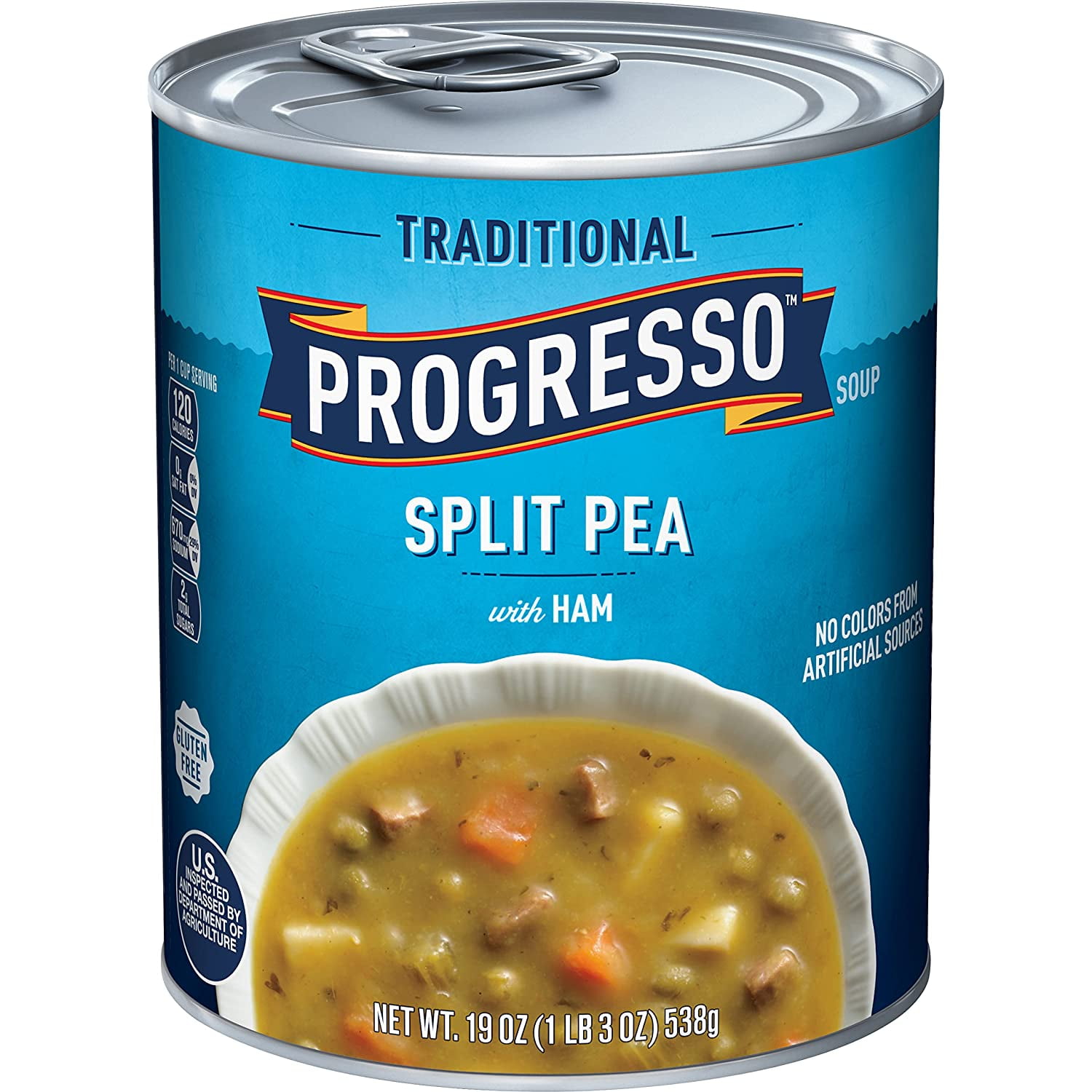Progresso Split Pea With Ham Soup, Traditional Canned Soup, Gluten Free, 19 oz(pack of 2)
