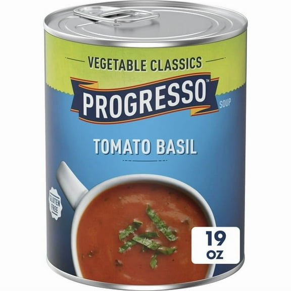 Progresso Tomato Basil Soup, Vegetable Classics Canned Soup, Gluten Free 19 oz (Pack of 7)