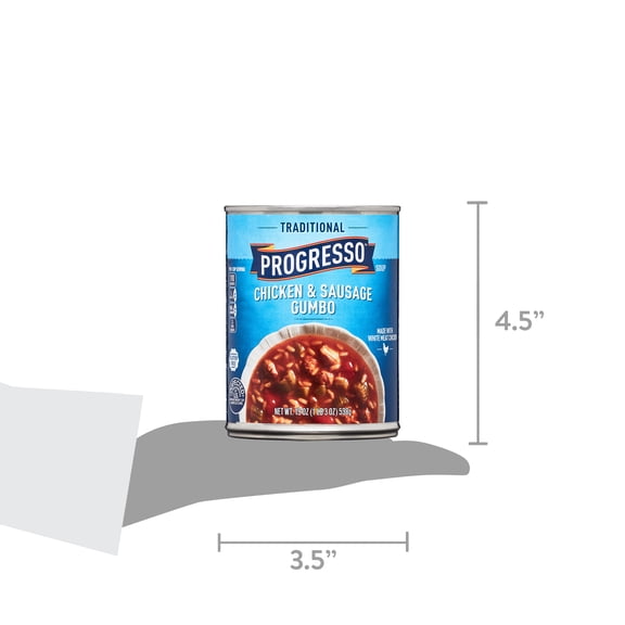 Progresso Traditional Chicken & Sausage Gumbo Soup, 19 oz Cans (Pack of 4) Hearty, Gluten-Free Cajun-Style Soup