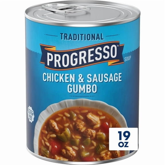 Progresso Traditional Chicken & Sausage Gumbo Canned Soup Gluten Free 19 oz (Pack of 7)