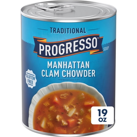 Progresso Traditional, Manhattan Clam Chowder Canned Soup, Gluten Free, 19 oz.