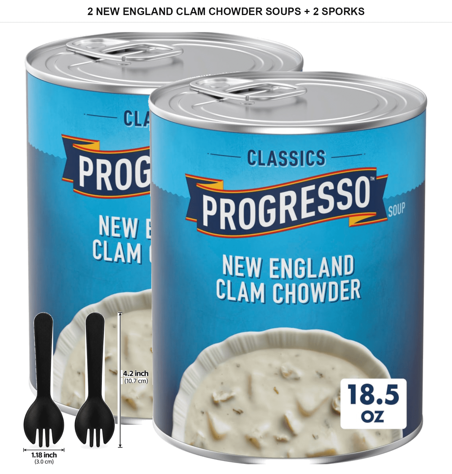 Progresso Traditional New England Clam Chowder Soup, 2 Count, 18.5 oz ...
