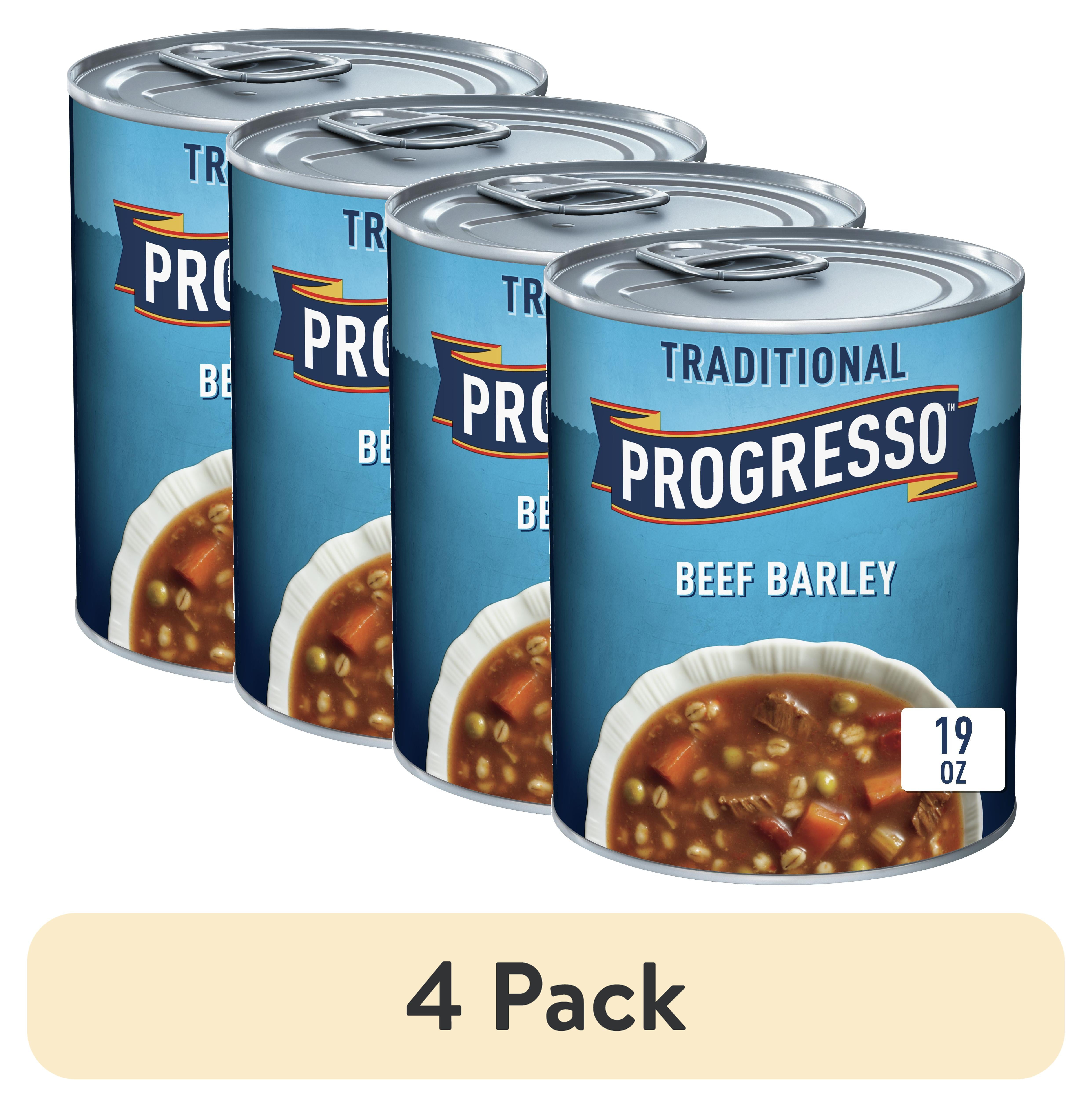(4 pack) Progresso Traditional, Ready to Serve Beef Barley Soup, 19 oz