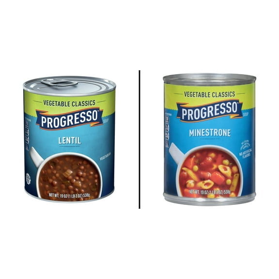 Progresso Vegetable Classics Lentil Soup 19 oz & Progresso Minestrone Soup 19 oz