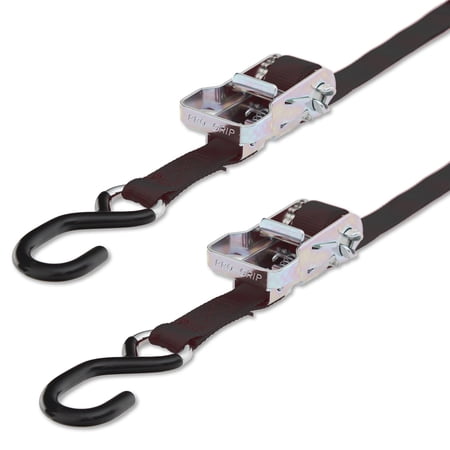 Progrip Powersports Motorcycle Ratchet Tie Down Straps Lab Tested (2 Pack) Black