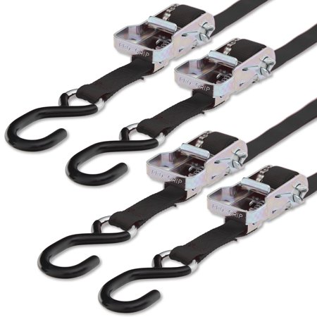 Progrip Powersports Motorcycle Ratchet Tie Down Straps Lab Tested (4 Pack) Black