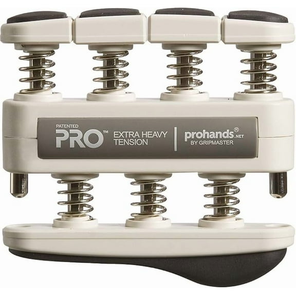 Prohands PRO Hand Exerciser, Finger Exerciser (Hand Grip Strengthener), Spring-Loaded, Finger-Piston System, Isolate and Exercise Each Finger, (11 lb Extra-Heavy Tension, Gray-Pro)