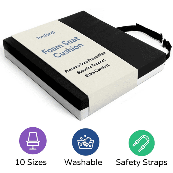 Proheal 2-inch Foam Wheelchair Seat Cushion with Removable Nylon Cover 18”x16"