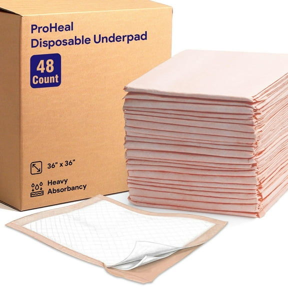 Proheal Disposable Underpads (48 Pack) Heavy Absorbency 36" x 36" - Incontinence Chux Bed Pads