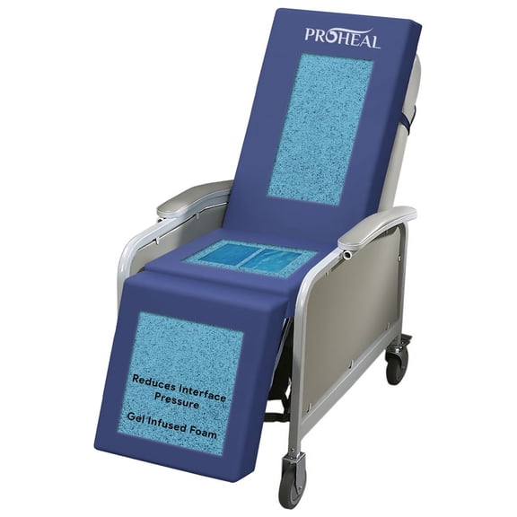 Proheal Gel and Foam Geri Chair Cushions - Reclining Chair Medical Pressure Pad - 24" x 72" x 3
