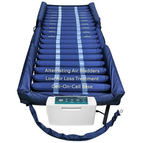 Proheal Low Air Loss Alternating Pressure Air Mattress with Digital Silent Air Pump & Side Perimeter - 36” x 80” x 8/11"