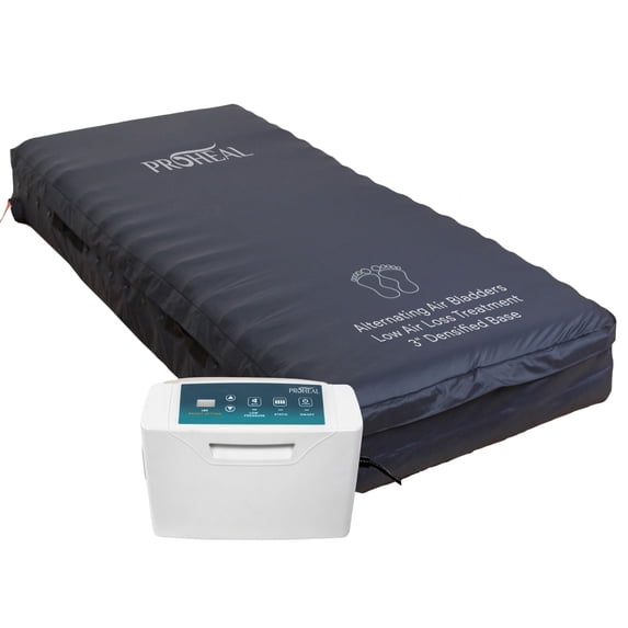 Proheal Low Air Loss Alternating Pressure Air Mattress with Pump - 3" Foam Base - 36” x 80” x 8"