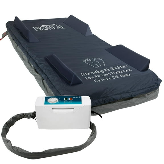 Proheal Low Air Loss Alternating Pressure Air Mattress with Silent Pump & Raised Rails - Stages I-III - 36” x 80” x 8”
