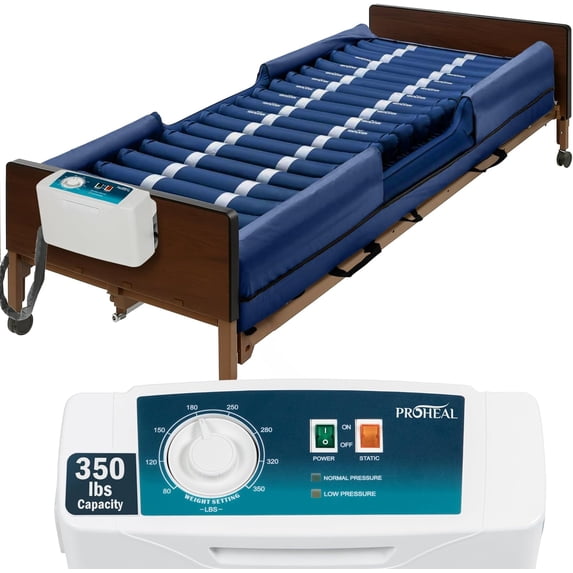 Proheal Low Air Loss Alternating Pressure Air Mattress with Silent Pump & Side Perimeter - 36” x 80” x 8”/11"
