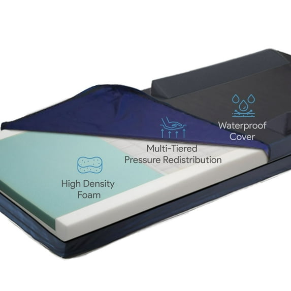 Proheal Memory Foam Pressure Redistribution Hospital Bed Mattress with Raised Rails - 36" x 80" x 6"