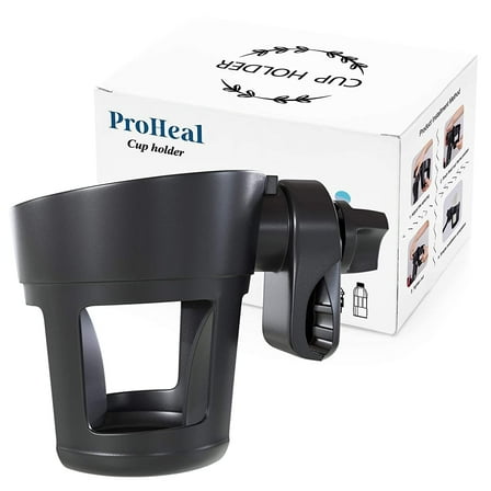 Proheal Wheelchair Rollator Cup Holder - 2 Pack - Universal Adjustable Bottle Holder (360 Degrees) for Walker, Strollers, Bike, Pram, and More