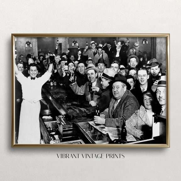 Prohibition Bar Print: Vintage Black And White Wall Art UNFRAMED PAPER POSTER, Home Decor