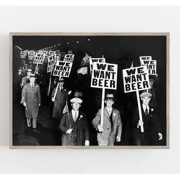 Prohibition Era Beer Protest Poster - Vintage Political Art Illustration - Classic American Bar Wall Decor Print Size 24x36 Unframed Poster