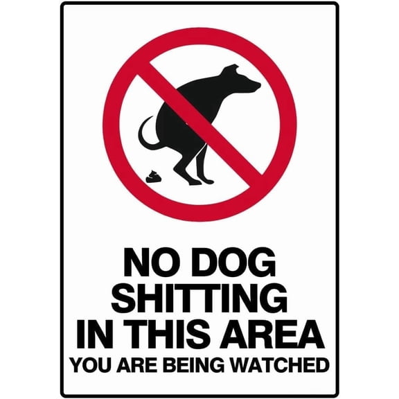 Prohibition No Dog Defecation Area Watched Safety Metal Tin Sign, Industrial Commercial Plaque for Public Spaces, Pet Waste Control Sign, 8x12 Inch