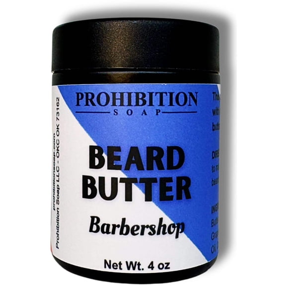 Prohibition Soap BEARD BUTTER | Barbershop | Conditioning, Hydrating Beard Cream With Organic Golden Jojoba Oil and Argan Oil, for All Beard Types, 4 Ounce