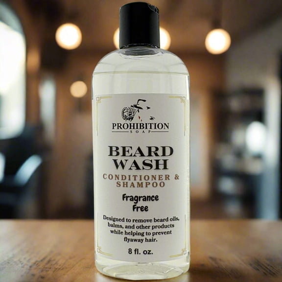 Prohibition Soap - Beard Wash - Fragrance Free - Conditioner & Shampoo, Designed to Remove Leave-In Products 8 Fl. oz.