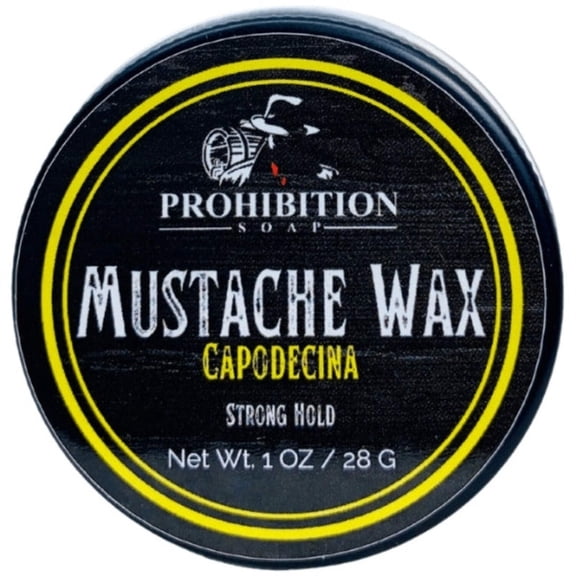 Prohibition Soap Mustache Wax | Capodecina | for Styling Mustache or Beard, With Beeswax, Organic Golden Jojoba Oil, and Argan Oil, Strong Hold, Silicone-Free, 1 Oz