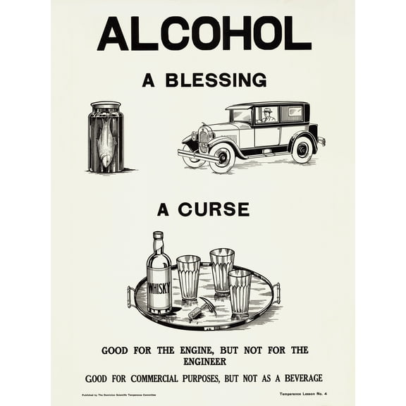 Prohibition Temperance Movement Alcohol Warning Bless Curse Ad Extra Large XL Wall Art Poster Print