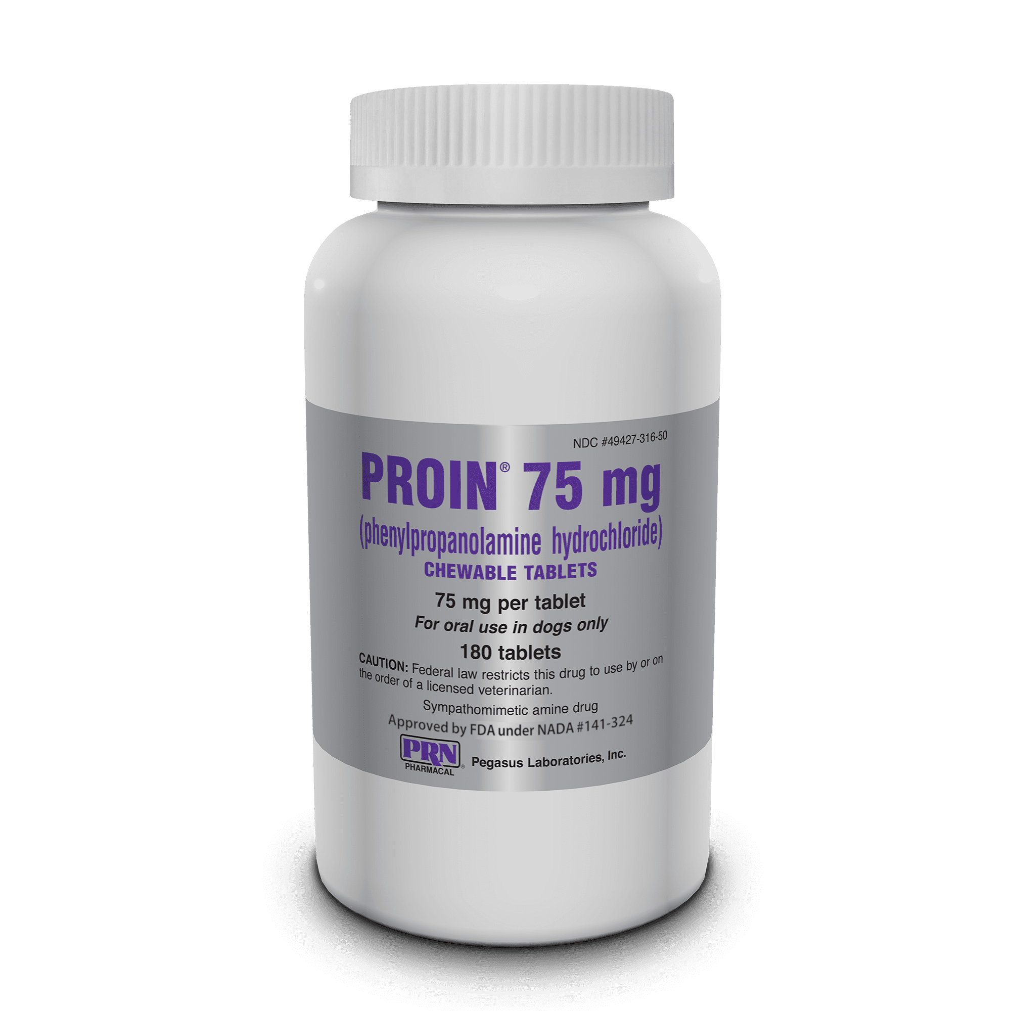 Proin (Phenylpropanolamine Hydrochloride) Chewable Tablets, 75MG
