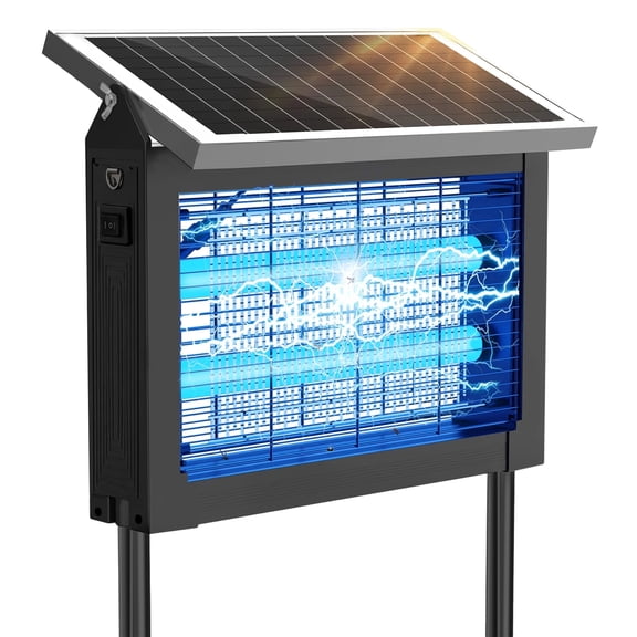 Proium Solar Bug Zapper Outdoor, 1 Acre 4500V Weather Resistant Rechargeable Mosquito & Fly Killer for Patio Garden