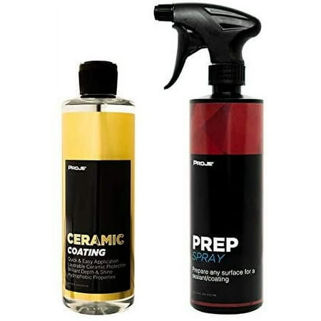 PROJE' Ceramic Essentials Kit - Ceramic Coating Car Duo with Prep Spray and Protective Sealant - SiO2 Clear Nano Shield Leaves Your Car with Amazing Shine and Gloss