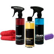 Proje Premium Car Care Premium Ceramic Wash Detail kit | Premium Ceramic Coating kit with Prep Spray, 9H Ceramic Coating, SiO2 Waterless Wash, Microfiber Towels (2), Applicator Sponge (1)
