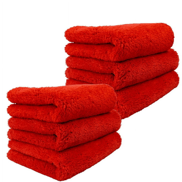 PROJE' Red Microfiber Towel for Car - Ultra Absorbent - Car Drying, Polishing, Buffing Cloth & Interior Detailing Towel - 500 GSM 16x16in - Auto