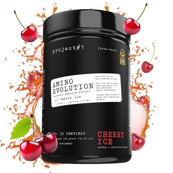 Project 1 Nutrition Amino Evolution Amino Acids Dietary Supplement Cherry Ice Workout Recovery 30 Servings