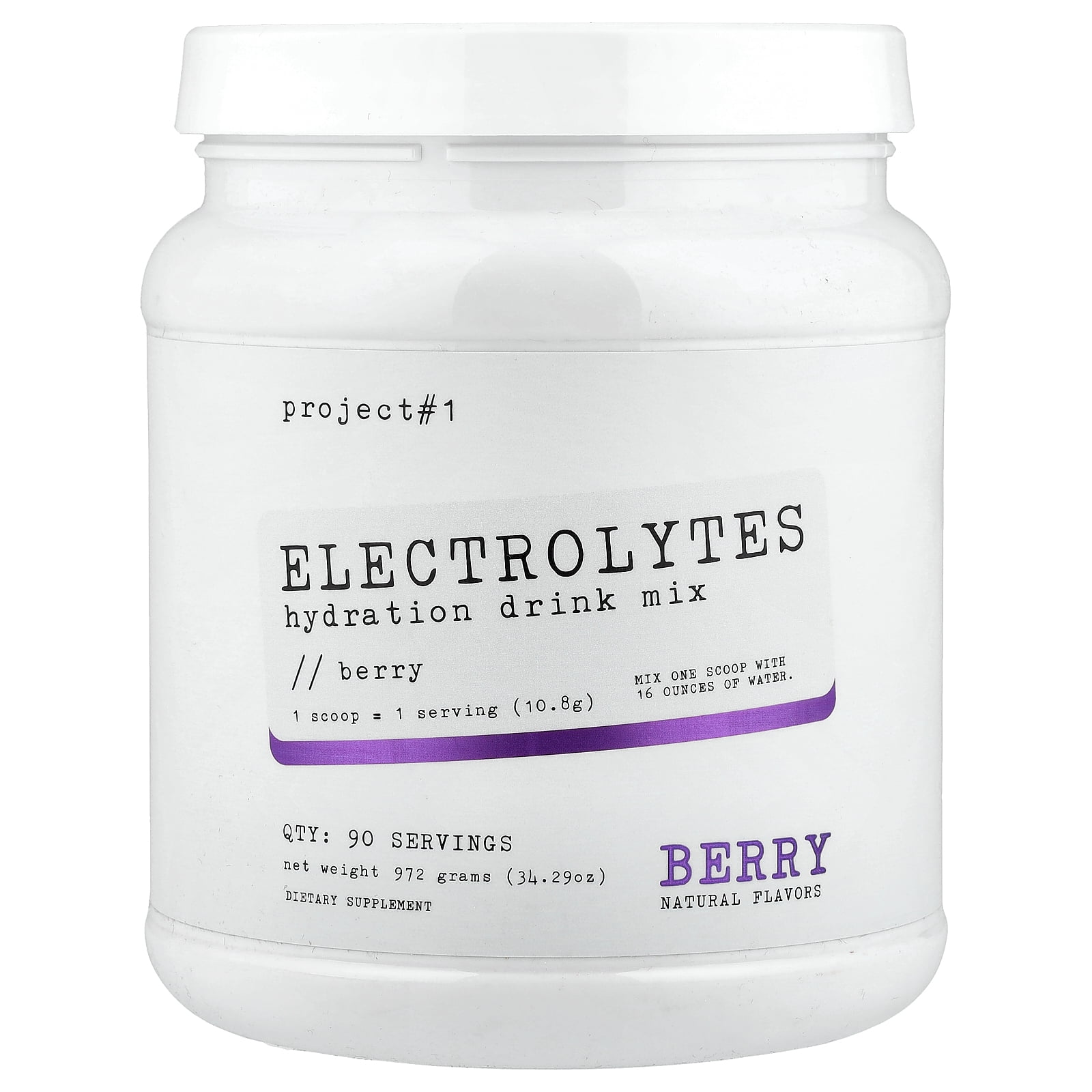 Project 1 Nutrition Electrolytes, Hydration Drink Mix, Berry, 34.29 oz (972 g)