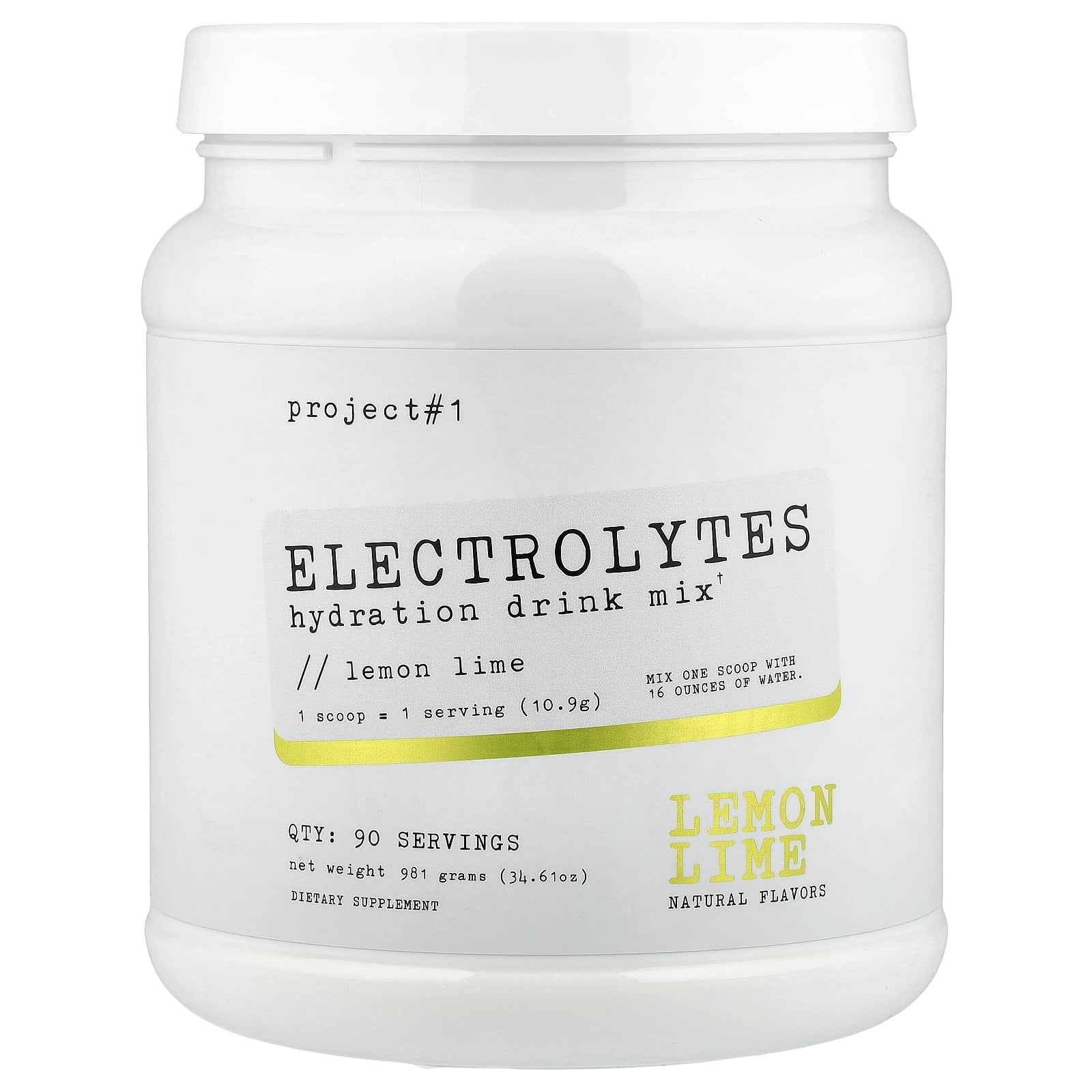 Project 1 Nutrition Electrolytes, Hydration Drink Mix, Lemon Lime, 34.61 oz (981 g)